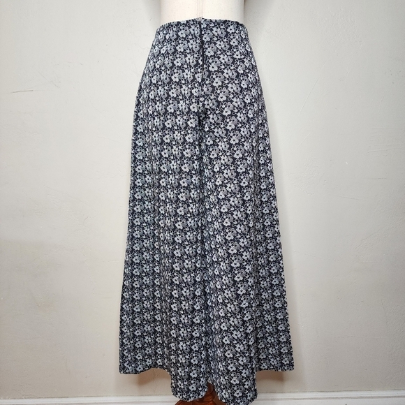 Vintage‎ 60's Mod Silver Metallic Daisy Print Super Elephant Bell Pants Size 6 - Picture 8 of 11